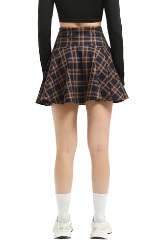 Urban CoCo Women's Vintage Elastic Waist Plaid Flared Mini Skater Skirt4