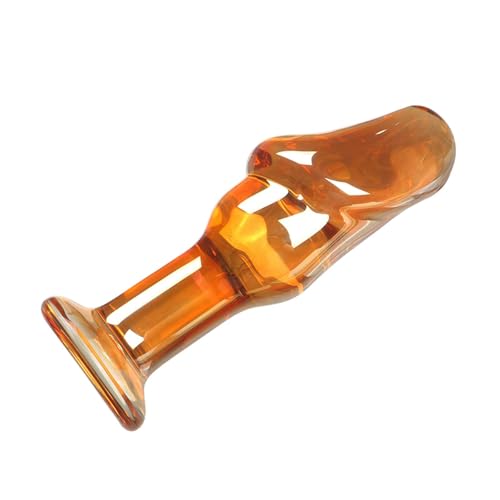 WLKJPP Godemichés Réalistes en Verre, Grand et Petit Gode en Verre de Cristal Transparent, Plug Anal, Stimulation du Point G, Gode Anal, Plug Anal, Jouets Sexuels,Yellow Gelb-L