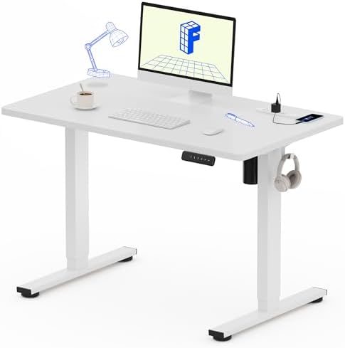 （03:30時点） FlexiSpot 電動昇降デスク EF1 Pro 在宅ワーク/オフィス用 高さ調節範囲690-1100mm USB＆コンセント付き 4段階メモリ機能 耐荷重60kg 5年保証 フック付き (足（白）+天板（白）+コンセント付き, 100*60)