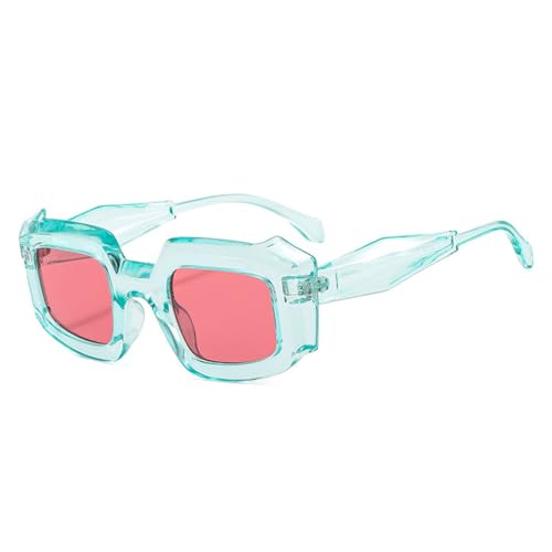 Lunettes de soleil carrées de mode populaire aux nuances rétro bleu clair rouge