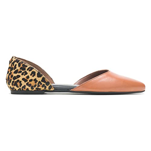 FOWT Fashion Suede Leather Slip on D'Orsay Leopard Flats for Woman Sexy Pointed Toe Low Heel Casual Daily Shoes, Orange US Size 4-16 M4
