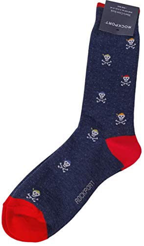 ROCKPORT MEN'S SKULL PRINT PIN DOT DRESS SOCKS ONE SIZE (BLUE) - image 1