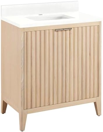 Signature Hardware 955100-30-RUMB-1 Bayliss 30" Single Vanity Cabinet Set with Mindi Cabinet, Vanity Top and Rectangular Undermount Sink - Single Faucet Hole - Stoneware White/Feathered White