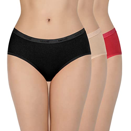Image of Amante Solid Cotton Low Rise Hipster Panty Pack(Pack of 3)