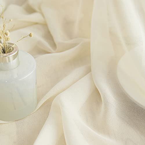 Yourose 10Pcs Ivory Chiffon Table Runner 10Ft-29X120 Inches,Gauze Table Runner,Rustic Sheer Fabric For Romantic Wedding Decorations,Baby Shower And Birthday Party Table Decorations #TOP5