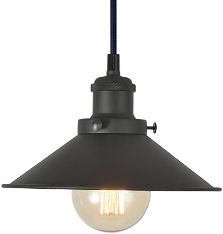 XIDING Industrial Pendant Light Fixture, Vintage Edison Hanging Light, Retro Premium Matte Black Finish Metal Shade, E26 Base, Adjustable Wire, 1-Light …