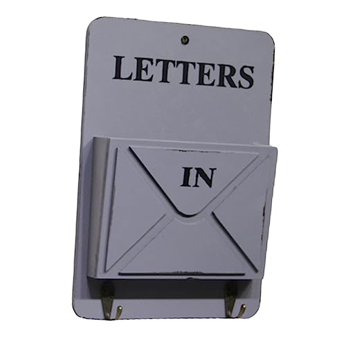 Cabilock Porta Lettere e Portachiavi in Legno Vintage Organizer Da Parete Salvaspazio Con Mensola Appendi Chiavi Contenitore Decorativo Per Casa Stile Shabby Chic Colore Grigio