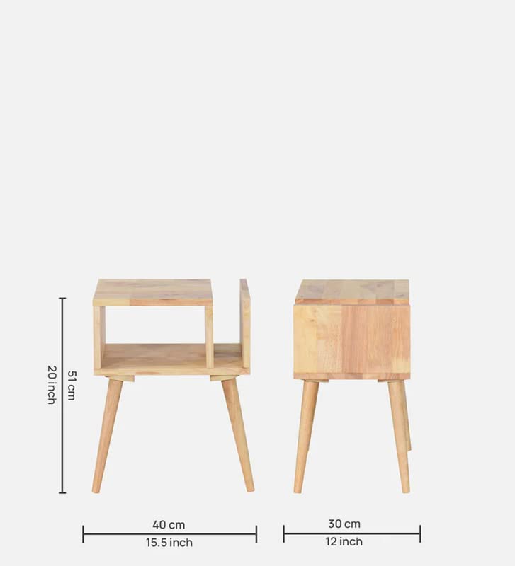 Image of Atlas Solid Wood END Table for Living Room and Bed Room| Premium Design Side Table for Home | Natural Finish, Solid Mango Wood | Ideal for Home Decor