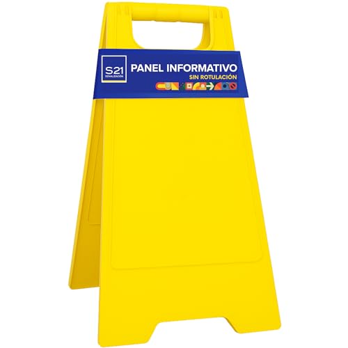 S21 Señalización Cartel Suelo Sin Texto | Señal Amarilla Plegable de Seguridad para Interior y Exterior – Ligera y Resistente