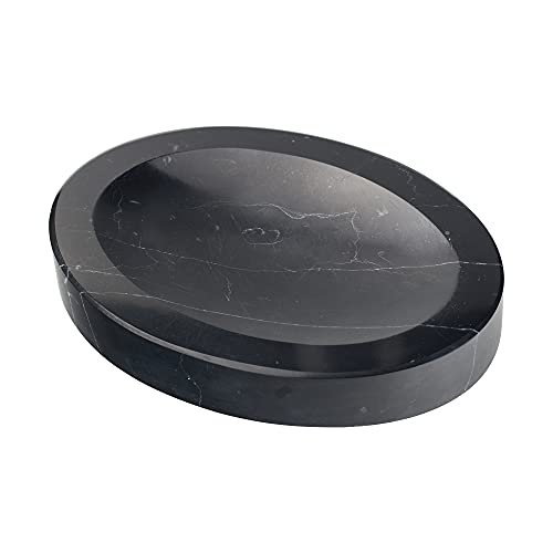 Worhe Soap Dish True Natural Marble, Soap Sponge Holder For Bathroom Tub Shower Kitchen Sink, Handcraft Nero Marquina Marble Oval Soap Tray Case Color Black (Dl005) #TOP12