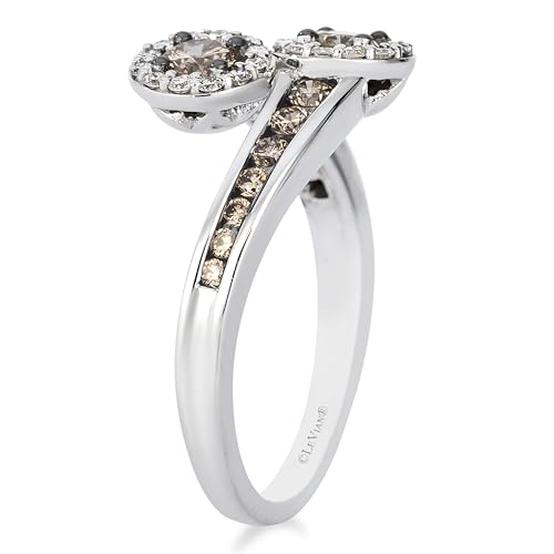 LE VIAN 3/4 Carat Vanilla and Chocolate Diamond Statement Ring for Women | 14k White Gold Spiral Design Ring for Her (G-H, Brown, VS2-SI1, 0.79 cttw) Promise Wedding Anniversary Size 6.52