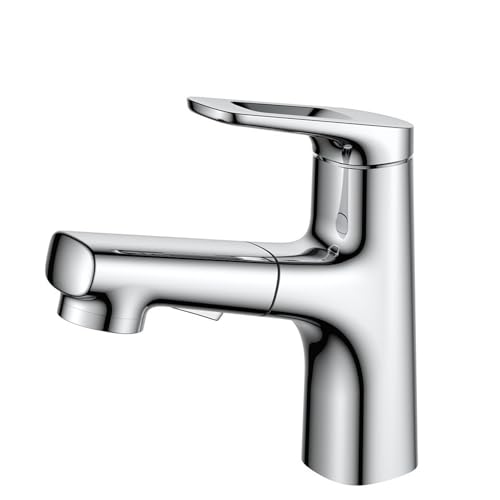 Mitigeur de lavabo extractible avec pulvérisateur orientable et poignée ergonomique chromée