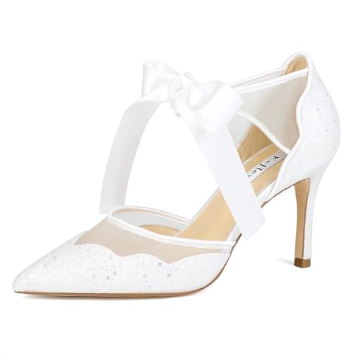 Sequin Glitter Wedding Shoes for Bride Closed Toe Bridal Shoes Wedding Heels Women Party Shoes