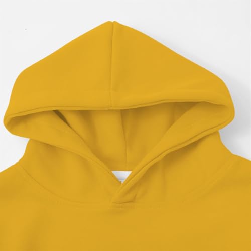 Kids Pullover Hoodies Plain Cute Hoodie Sweatshirts Oversized Thin Lightweight School Tops Clothes (Yellow, 11-12 Years)4