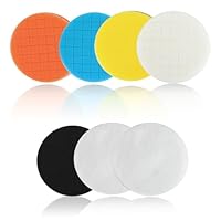 Kievano Polierpads 125mm – 7 Stück Auto Polierpad Set mit Mikrofaser und Schaumstoff – Unterschiedliche Härtegrade – Polierschwamm für Exzenter Poliermaschine, Akkuschrauber, Schleifmaschine – Wachsen