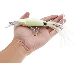 Cebo Para Pescar Con Bacalao OriGlam Luminoso Pesca Pulpo Calamar Falda Señuelos, Cebos de plástico Glow Soft Señuelo de Pesca Curricán Señuelos Suaves para Bass Salmón Trucha