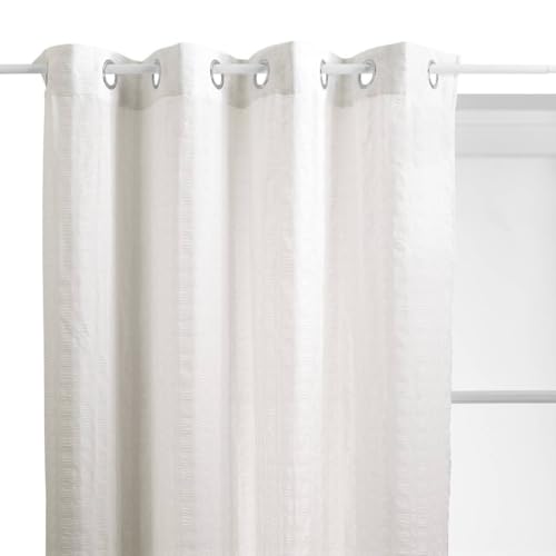 Atmosphera - Voilage noa Motif Rayures plissées140x240cm Blanc