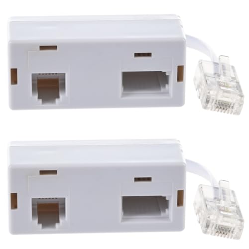 JSDNGURK 2X Rj45�v���O��Bt Rj11�񎟃X�v���b�^�d�b�A�_�v�^