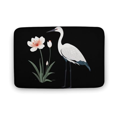 Red-Crowned Crane Coral Velvet Rugs Non-Slip Bathroom Rugs Soft Kitchen Rug Floor Carpet for Home Decor 15.7