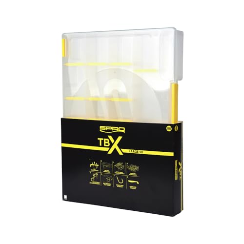SPRO TBX Tacklebox & Werkzeugkiste - Robuster, wasserfester Kunststoff, versteckte Scharniere, flexible Fächer, modulare Größen - Perfekt für Angel- und DIY-Aktivitäten (Clear, 50L)