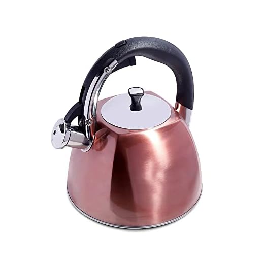 Gibson Mr Coffee Belgrove 2.5 Qt Stainless Steel Whistling Tea Square Kettle, Metallic Copper, 2. 5-Quarts, DAA