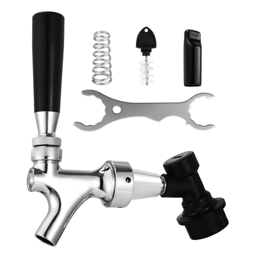 FERRODAY Stainless Steel Core Ball Lock Beer Faucet, Self-Closing Beer Tap with Ball Lock Quick Disconnect Set, Beer Keg Tap Ball Lock Tap Party Picnic Corny Keg Tap for Homebrew