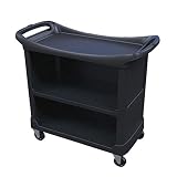 Einkaufstrolley Einkaufswagen Medical Wagen Werkzeug 3 Tier Hotel Catering-Service Wagen mit Universal-Rad, Kunststoff-Sammlung Rollwagen for Restaurants (Color : Black)