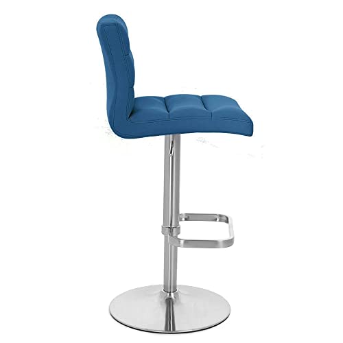 Zuri Furniture Lush Adjustable Height Dark Blue Swivel Armless Bar Stool With Brushed Steel Base #TOP6