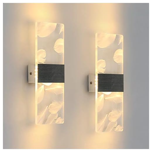 2 Pcs Lámpara de Pared Led 12W, 3000K Blanco Cálido Aplique de Pared Interior Moderno Acrílico Pluma, Aplique Pared Led Moderno para Dormitorio, Salón, Escalera, Pasillo
