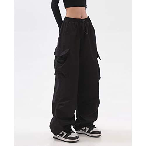 BXCNCKD Women's Retro Pocket Cargo Pants Multi Pocket Casual Trousers Wide Leg Cargo Pants Gothic Street Slacks2