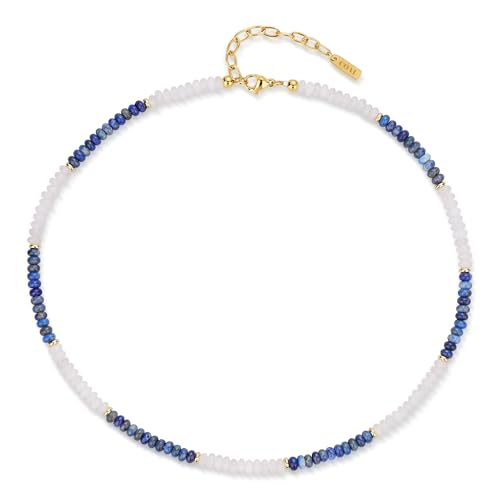 Collier en jade pour femme et lapis-lazuli véritable avec perles en pierres naturelles