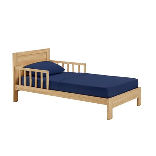 Image of 3-Piece Toddler Sheet Set Cotton Bedding - Soft & Breathable - Includes Fitted Sheet, Flat Sheet & Pillowcase - Fits Standard Crib & Toddler Mattresses - Navy Blue