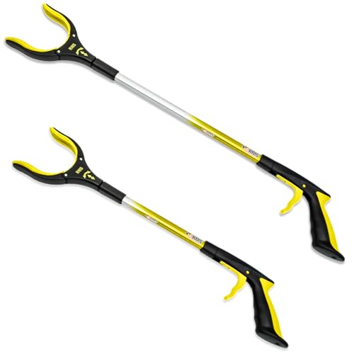 RMS 2-Pack 34 Inch and 21 Inch Grabber Reacher with Rotating Jaw - Mobility Aid Reaching Assist Tool
