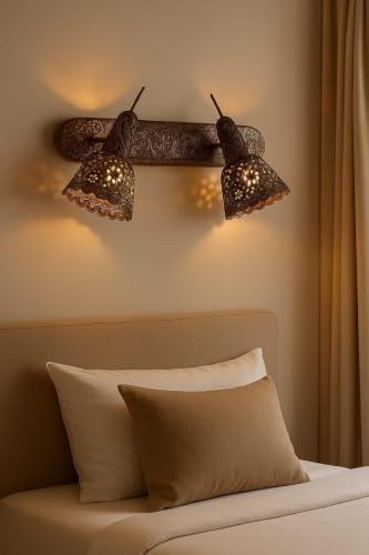 Image of Double Brass Spot Light Wall Sconce with Brasss Material for Decorative Living Room Wall Ceiling Lamp Balcony Decor and Home (Free Bulb)