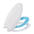 Elongated Toilet Seat with Built in Potty Training Seat, Potty Training Toilet Seat for Toddlers, Magnetic Kids Seat and Cover, Slow Close and Never Loosen, Fits both Adult and Child, Blue Elongated