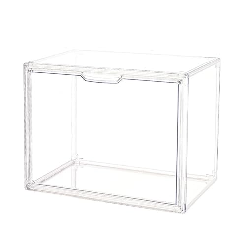 VaNaenic Clear Plastic Stackable Storage Bins, Clear Shoe Box, Dustproof Book & Cosmetic Display Cases, Large Figures Collectibles Showcase, Shoe Storage Boxes, Bag Organizer (1, Transparent-1 Pack)
