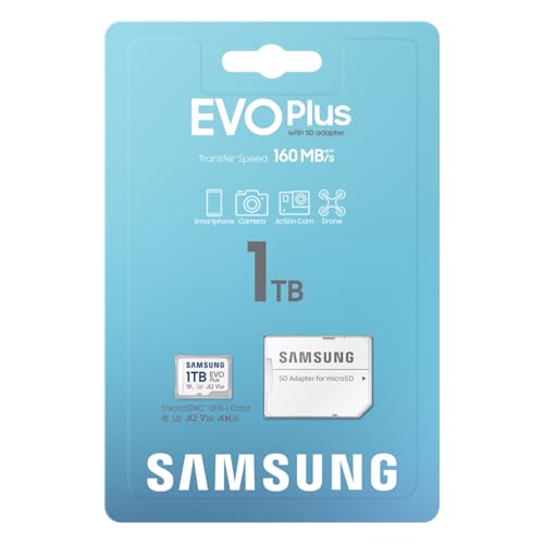 Image of Samsung 1TB EVO Plus Gen2 Micro SD Memory Card with Adapter