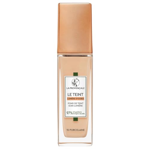 La Provençale - Le Fond de Teint Soin Lumière - 97% d'ingrédients d'origine naturelle - Couvrance Moyenne - Tous Types de Peaux - À l'Huile d'Olive Bio AOP Provence - Teinte : 15 Porcelaine - 30 ml