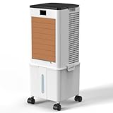 Luftkühler mit Wasserkühlung, 4-in-1 Verdunstungskühler, Luftbefeuchter/Ventilator/Kühler, 3 Lüfterstufen, 3 Modi, 12 Timer, 4 Eisbeutel, 10L, Geeignet für Zuhause und Büro(Khaki)