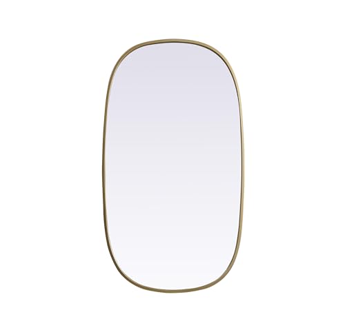 ARS Concepts Gleam, Metal Frame Oval Mirror 20X36 Inch in, Modern, Brass