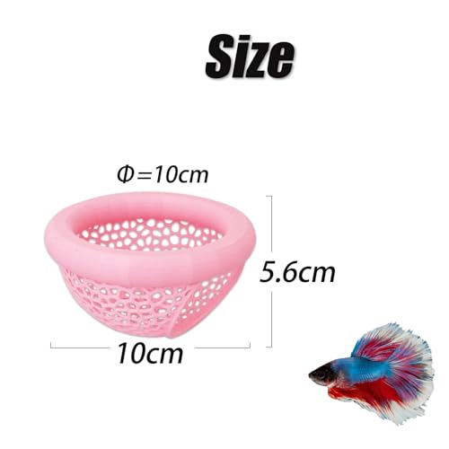 Image of Aquarium Floating Betta Fish Skins, Betta or Shrimp Feeder, Cave and Hammock, Small Fish Feeding Rings, Aquarium Hiding Feeding Decorative Accessories (Pink)