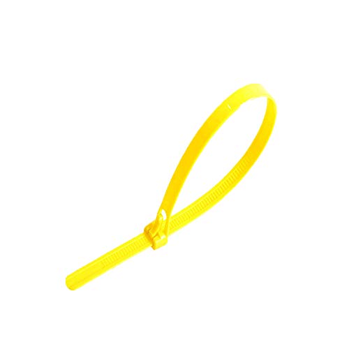 KafTon Releasable/Reusable Colour Cable Ties - 250mm x 7.6mm - Nylon Premium Strong Zip Ties, Yellow