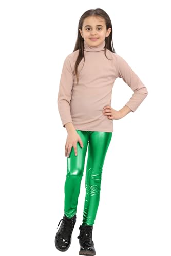 Leggings fille métallique chaud avec coupe mince fit et tissu extensible