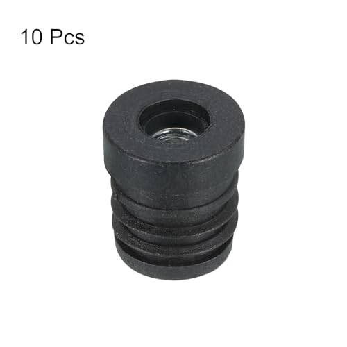 Image of uxcell 10 Black Plastic Round Plugs for 19mm /0.75 inch OD Round Tubes with M6 Thread, Furniture Leg Plugs