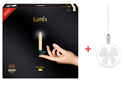 Preisvergleich Produktbild Krinner Lumix Christbaumkerzen Classic Basis Mini und LED Lichttaler Schleife (12 Weihnachtskerzen 9 cm kabellos, inkl. Fernbedienung+Batterien) 75423