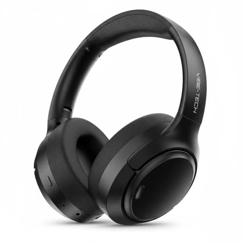 VIBE-TECH Wireless Headphones with 40mm Titanium Drivers, 70-Hour Playtime, Bluetooth 5.4, 5-Mic ENC Noise-Cancelling Calls, Lightweight Over-Ear Comfort, USB-C Fast Charging – Black
