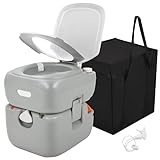 YITAMOTOR Portable Toilet 5.8 Gallon, Camping Porta Potty with Sprayer and Handbag, RV Toilet with Handle Pump, Level Indicator, for Motorhome Travel, Car, Boat, Indoors and Outdoors