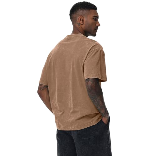 4 Pack Men's Oversized Cotton T-Shirts Loose Fit Vintage Tee Short Sleeve Casual Tshirts Solid Tops(BKGYCFBG,L) - Image 6