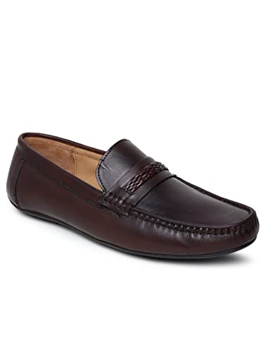 Image of Teakwood Men Solid Genuine Leather Brown Loafers