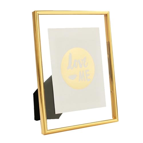 Tolldek Marco de fotos dorado, tamaño 20 x 30 cm, tablero de mesa, marco de retrato con paspartú horizontal y vertical, rectángulo resistente a los arañazos, marco de metal, collage, decoración de